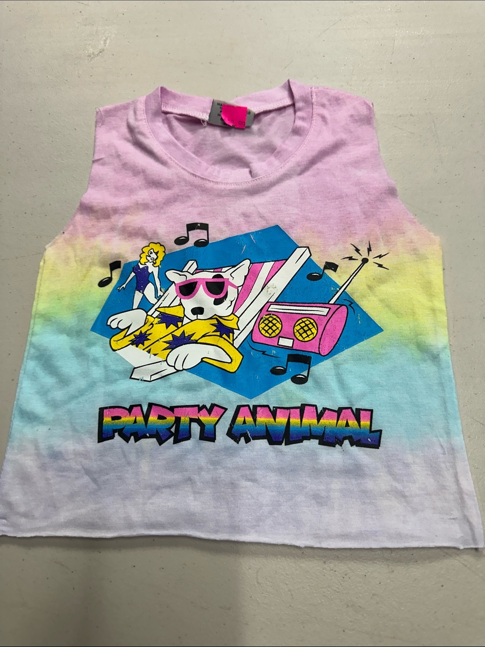 Firehouse Party Animal Tie-Dye Kids Tank Top - Pink, Yellow, Blue - YXS (4/5)